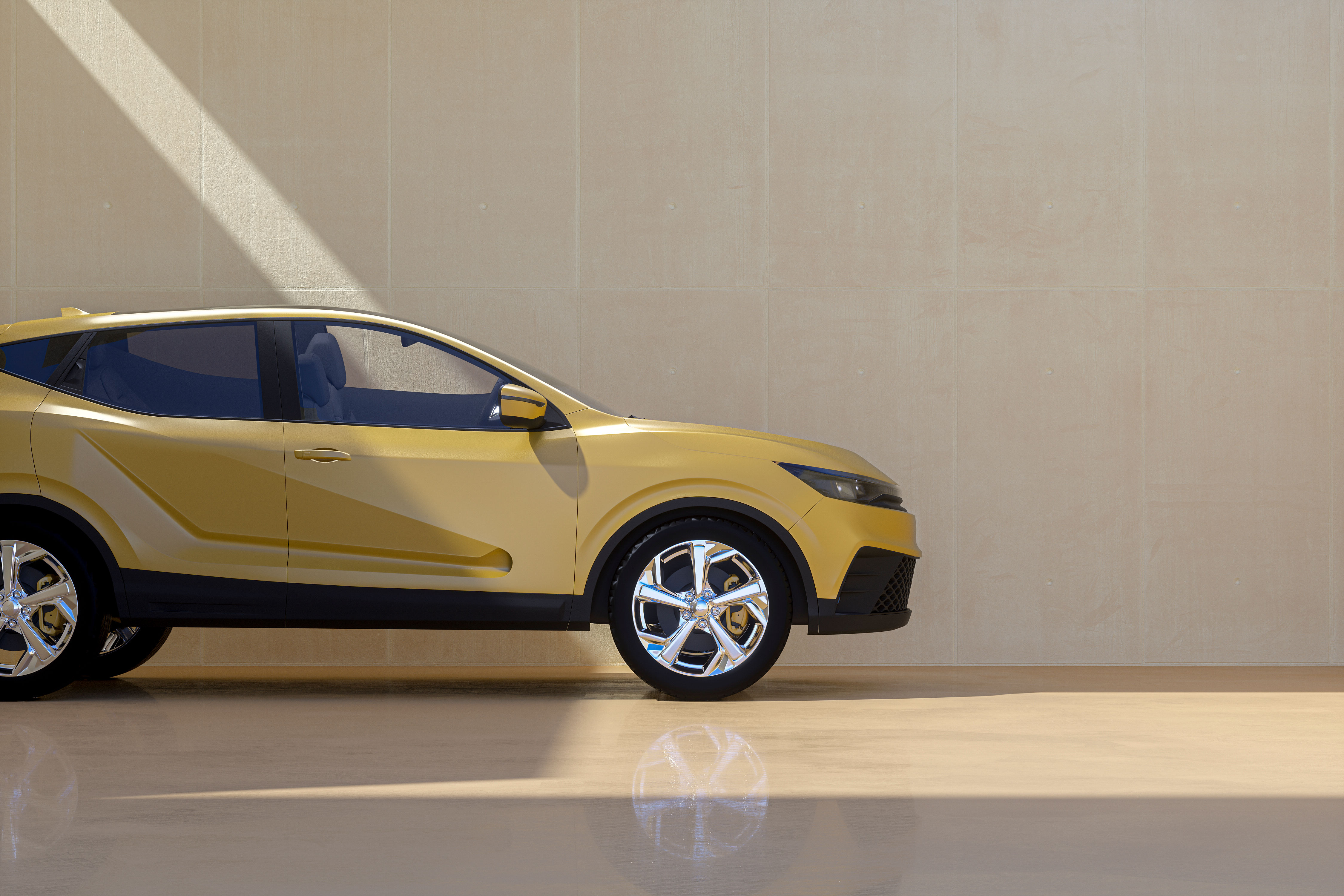 Yellow car parked