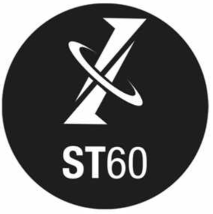 ST60标志，中间有造型独特的箭头，箭头被圆环包围，背景是黑色圆形。
