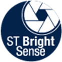ST Bright Sense 标志，包含分段光圈图形和文字。