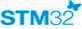 STM32 标志，STM 和 32 数字均为蓝色