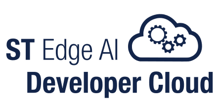 ST Edge AI Developer Cloud徽标，带有内含三个齿轮图标的云朵与“ST Edge AI Developer Cloud”字样