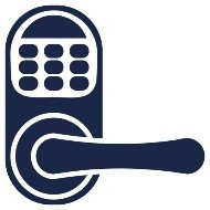 带键盘和门把手的电子门锁图标。